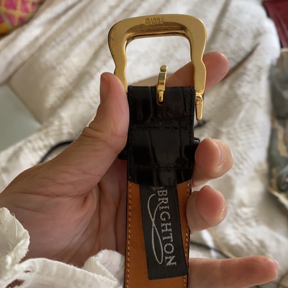 Brighton Belt Embossed Calfskin leather black Medium - Picture 3 of 7